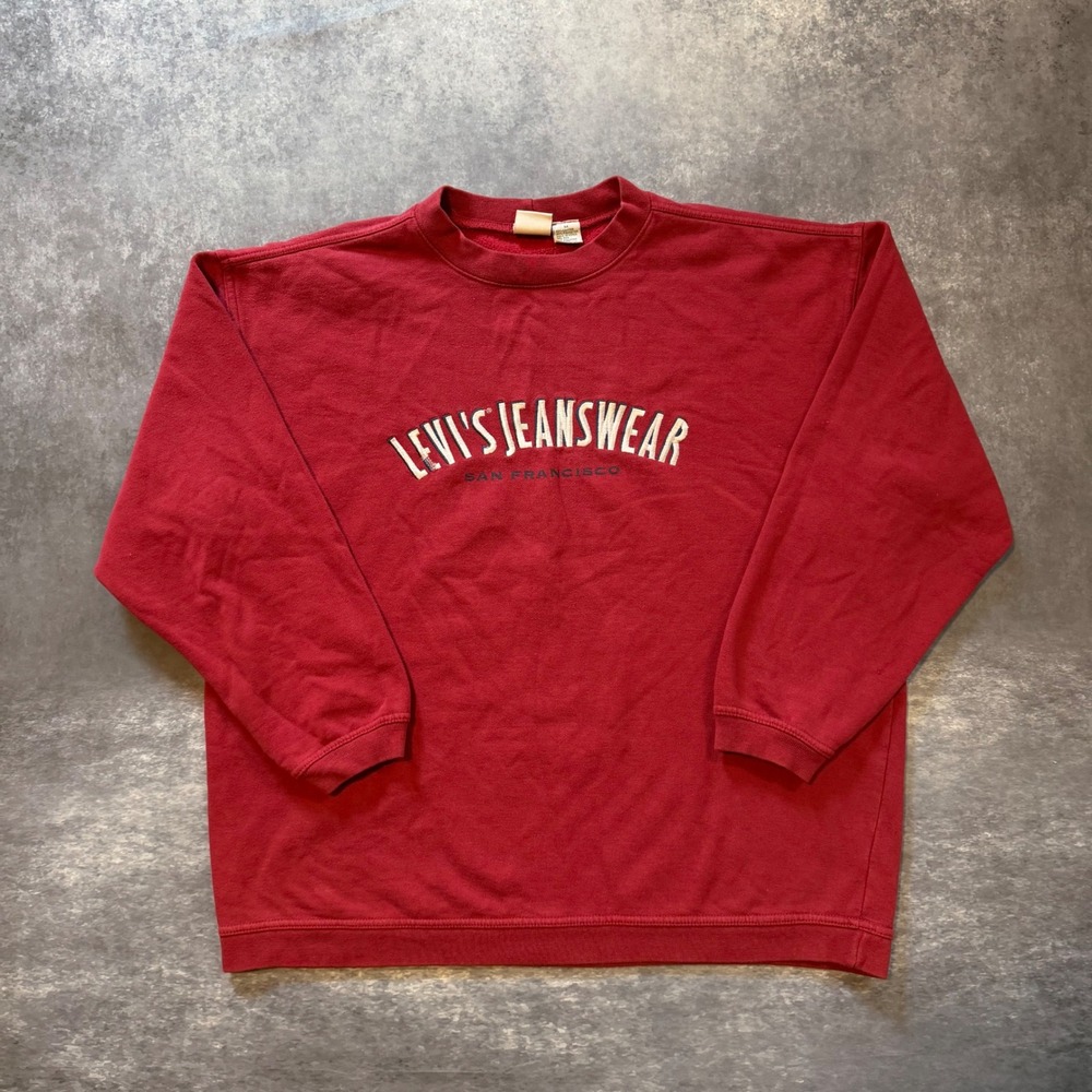 Vtg 90s Levis Jeanswear San Francisco Crewneck Sweatshirt Red Womens Medium M